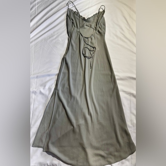 NWT Abercrombie & Fitch green slit midi wedding guest Dress - Picture 5 of 6
